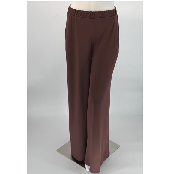 Zara Brown Wide Leg High Waisted Elastic Waist Trousers Pants L Fairycore 102-06 - Picture 9 of 13